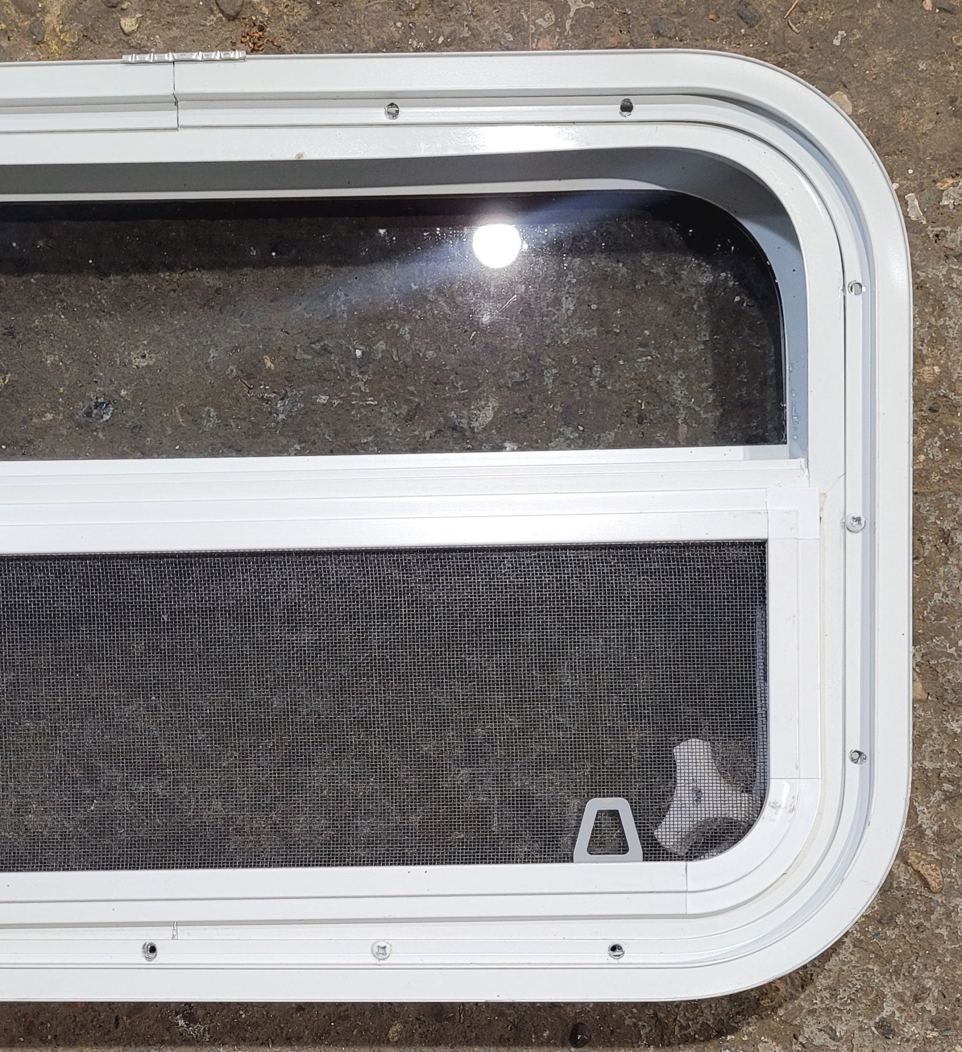 Used White Radius Opening Window : 23 1/2 W x 14 1/4 H x 1 7/8 D