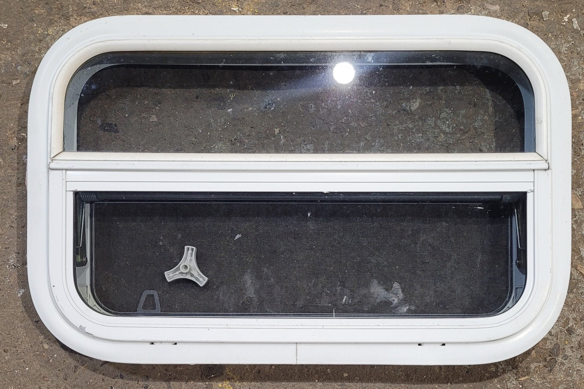 Used White Radius Opening Window : 23 1/2 W x 14 1/4 H x 1 7/8 D