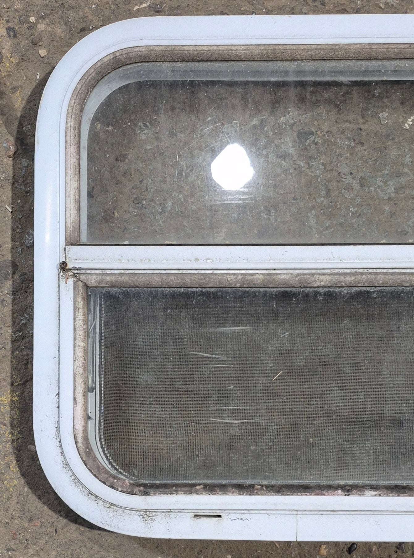 Used White Radius Opening Window : 23 1/2 W x 17 1/2 H x 1 7/8 D