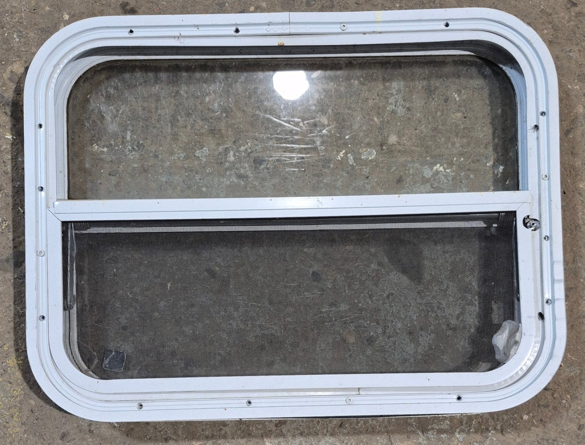 Used White Radius Opening Window : 23 1/2 W x 17 1/2 H x 1 7/8 D