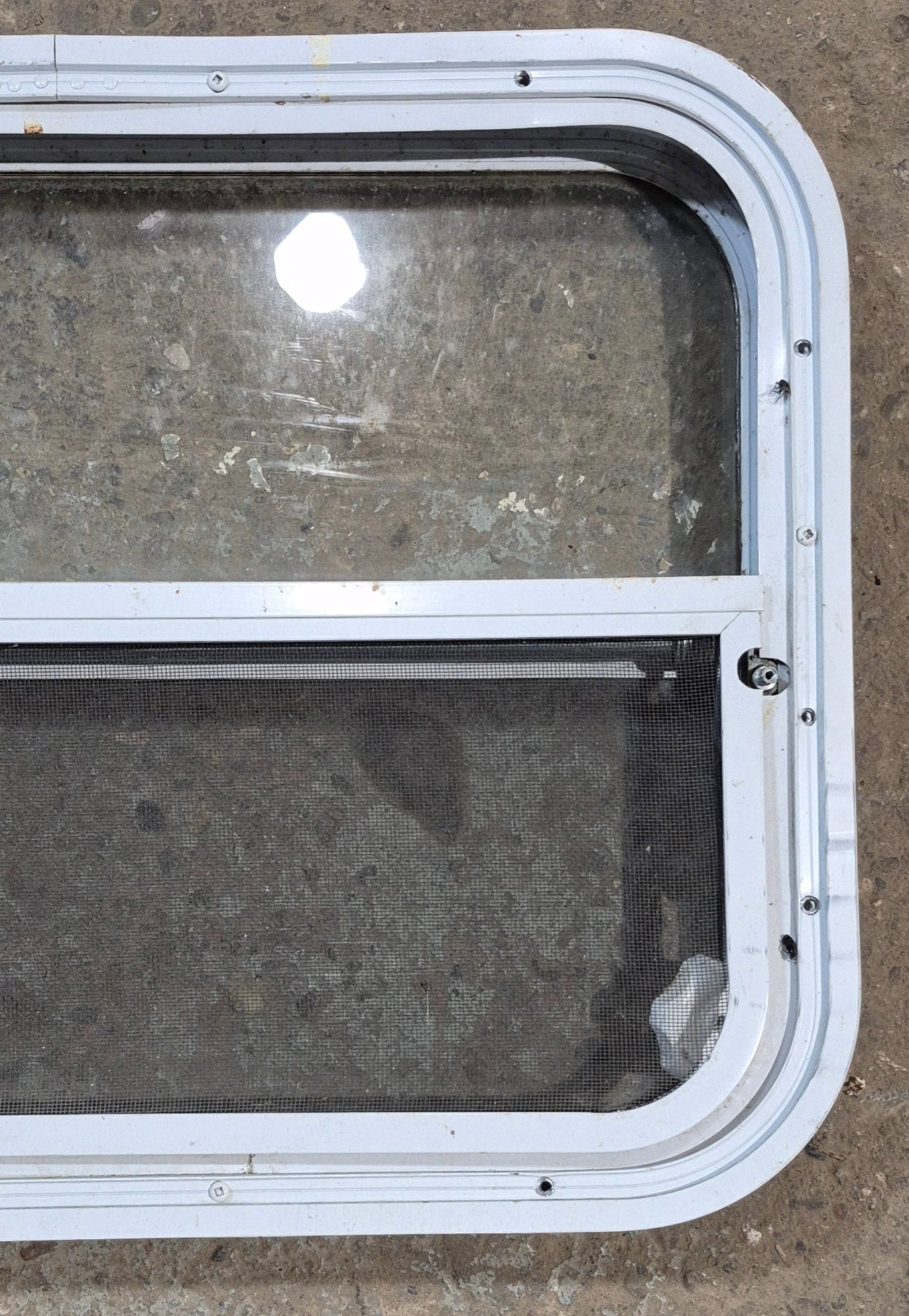Used White Radius Opening Window : 23 1/2 W x 17 1/2 H x 1 7/8 D
