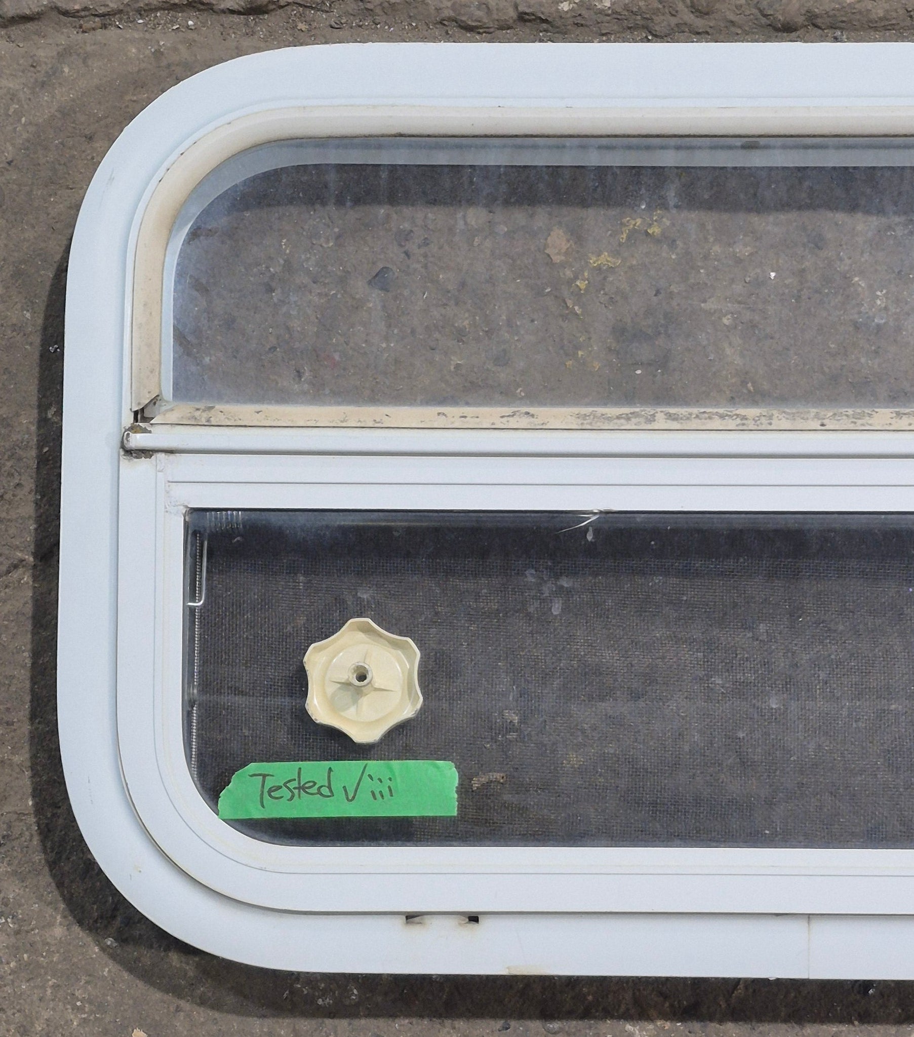 Used White Radius Opening Window : 23 1/4 W x 14 1/2 H x 1 7/8 D