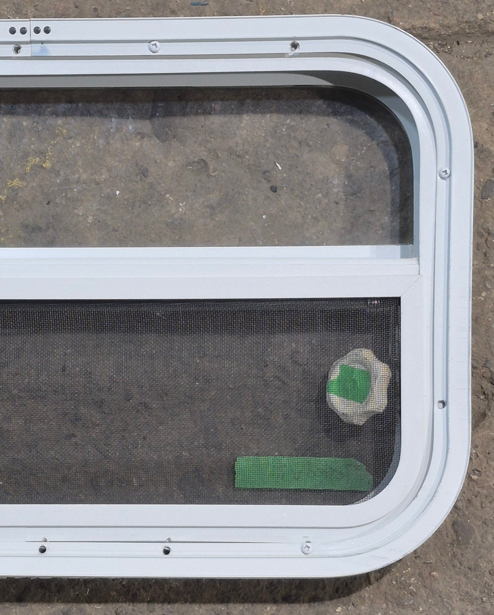 Used White Radius Opening Window : 23 1/4 W x 14 1/2 H x 1 7/8 D