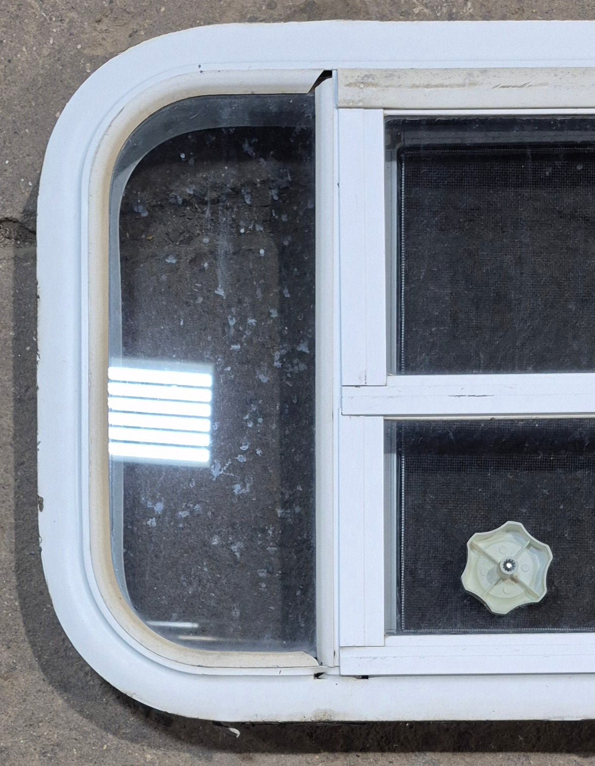 Used White Radius Opening Window : 23 1/4 W x 14 1/2 H x 1 7/8 D