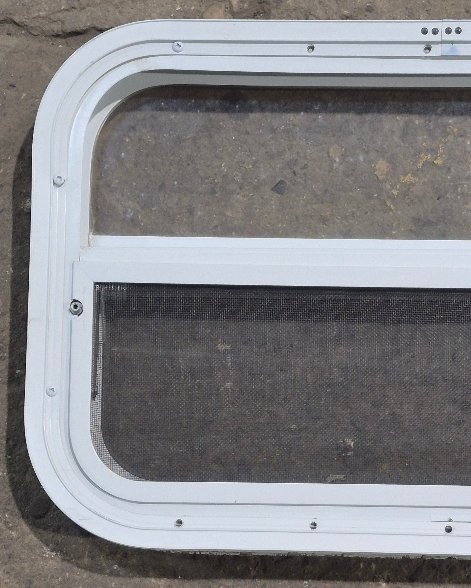 Used White Radius Opening Window : 23 1/4 W x 14 1/2 H x 1 7/8 D