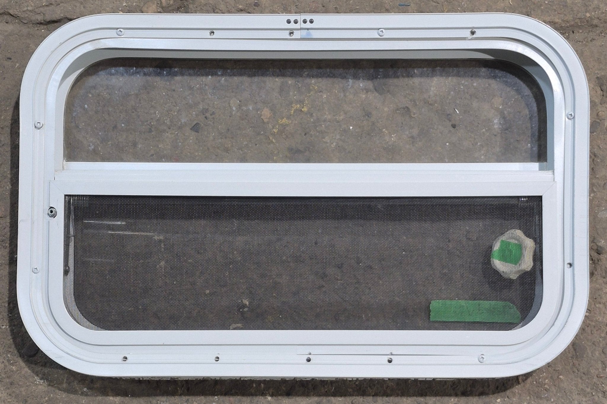 Used White Radius Opening Window : 23 1/4 W x 14 1/2 H x 1 7/8 D