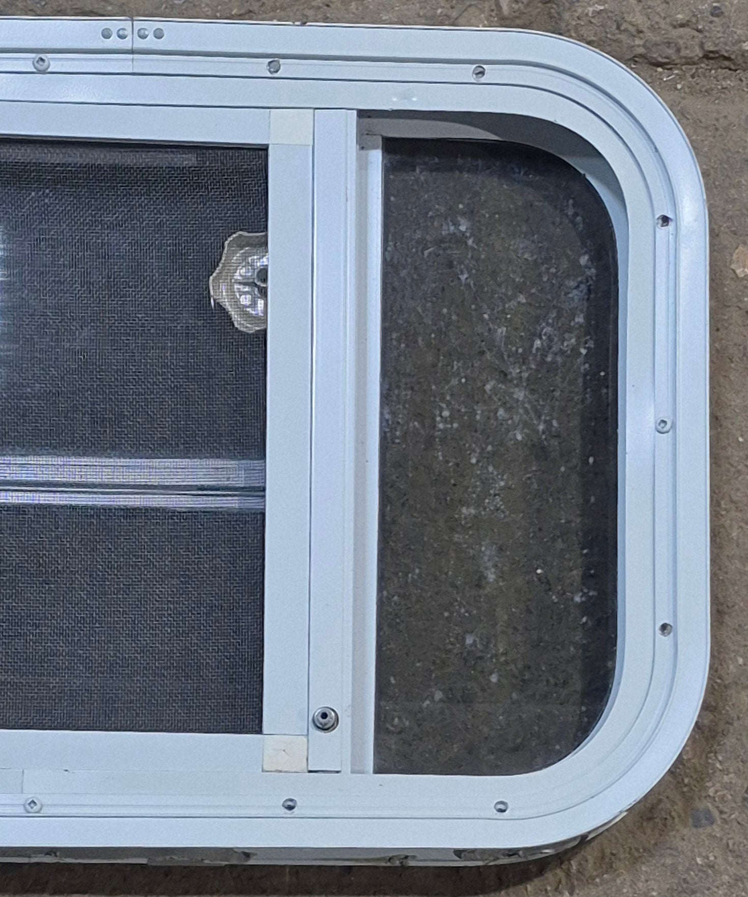 Used White Radius Opening Window : 23 1/4 W x 14 1/2 H x 1 7/8 D