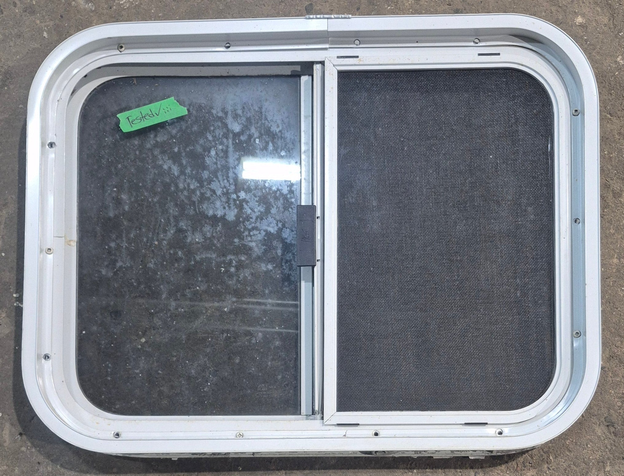 Used White Radius Opening Window : 23 1/4 W x 17 1/2 H x 1 7/8 D