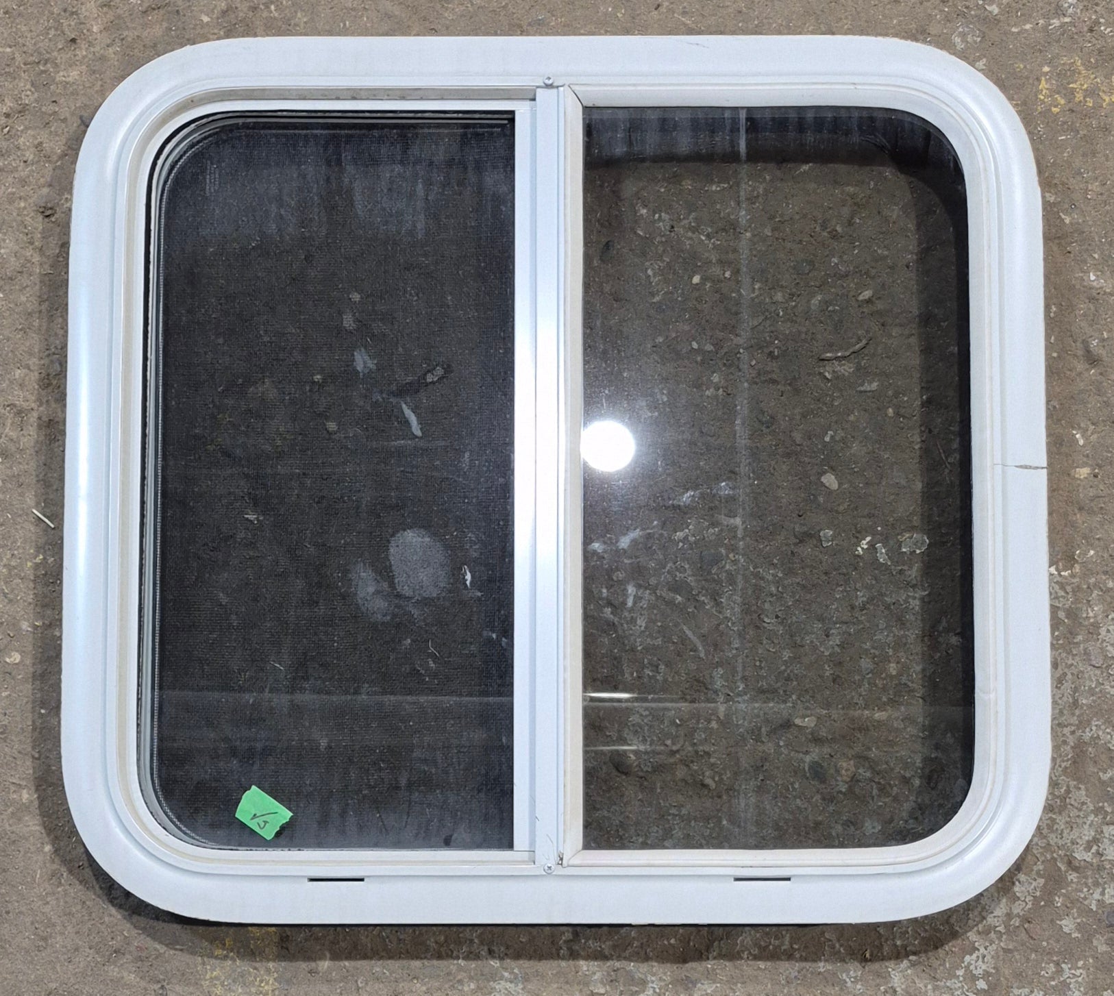 Used White Radius Opening Window : 23 1/4 W x 21 1/4 H x 1 3/4 D