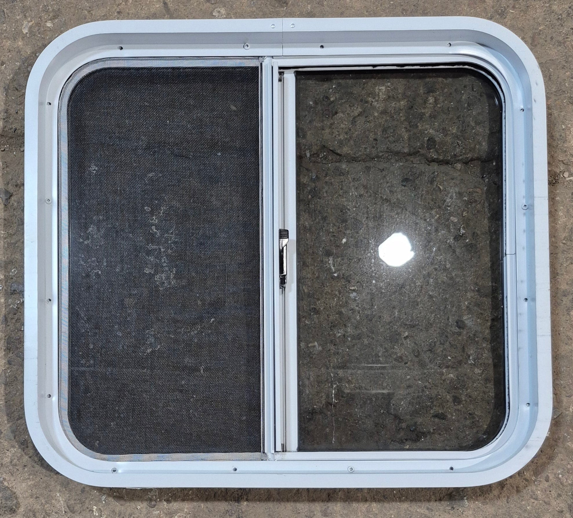Used White Radius Opening Window : 24 1/4 W x 21 3/4 H x 1 7/8 D