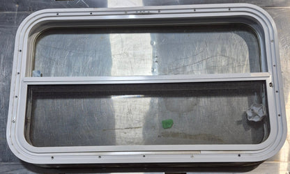 Used White Radius Opening Window : 29 1/2 W x 17 1/2 H x 1 7/8 D