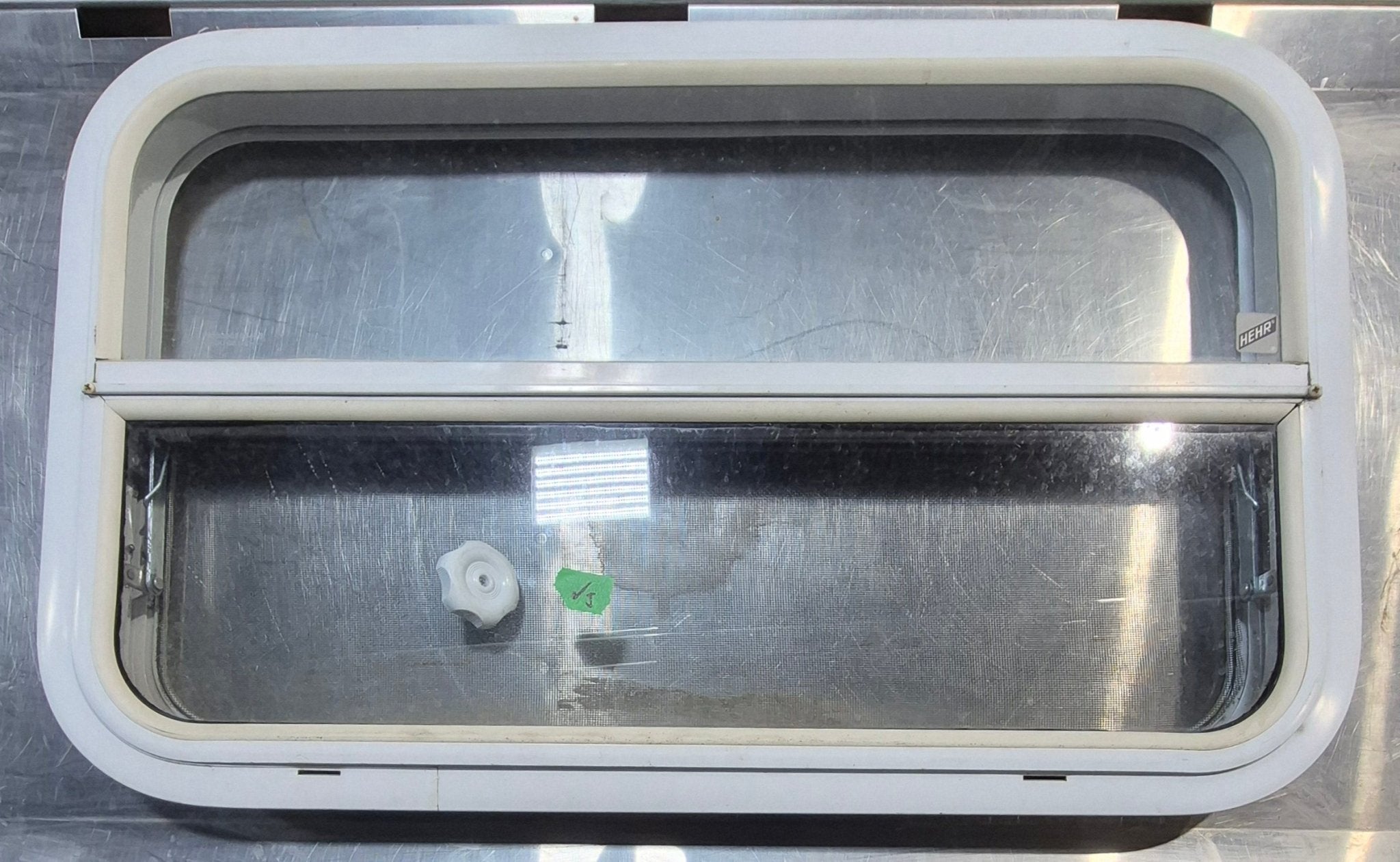 Used White Radius Opening Window : 29 1/2 W x 17 1/2 H x 1 7/8 D