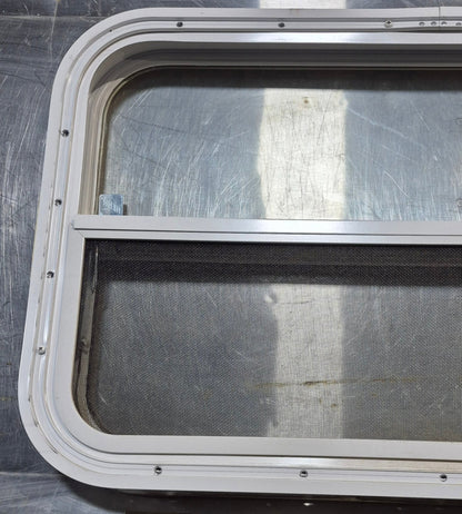 Used White Radius Opening Window : 29 1/2 W x 17 1/2 H x 1 7/8 D